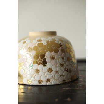 鵬雲斎玄室書付 手塚充 仁清写し桜の絵 茶碗　P343 