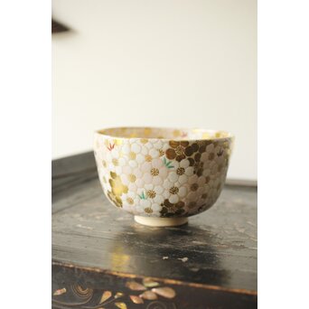 鵬雲斎玄室書付 手塚充 仁清写し桜の絵 茶碗　P343 