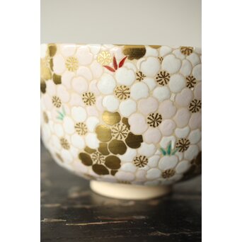 鵬雲斎玄室書付 手塚充 仁清写し桜の絵 茶碗　P343 