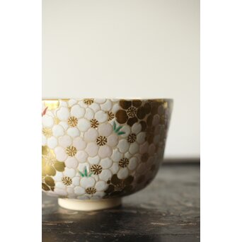 鵬雲斎玄室書付 手塚充 仁清写し桜の絵 茶碗　P343 