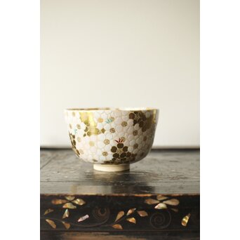 鵬雲斎玄室書付 手塚充 仁清写し桜の絵 茶碗　P343 