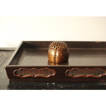 阿古陀型 千鳥蒔絵小型香炉　Q304