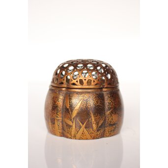 阿古陀型 千鳥蒔絵小型香炉　Q304 