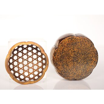 阿古陀型 千鳥蒔絵小型香炉　Q304 