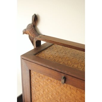 桑と竹編網代の提籃　X357 