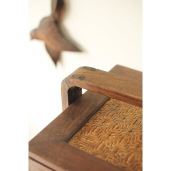 桑と竹編網代の提籃　X357 