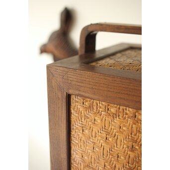 桑と竹編網代の提籃　X357 