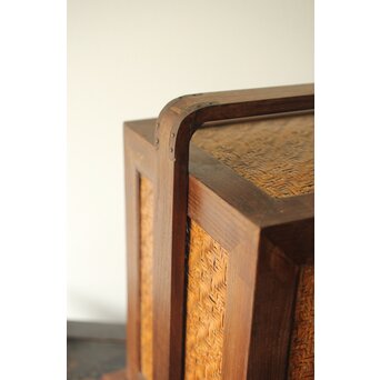 桑と竹編網代の提籃　X357 