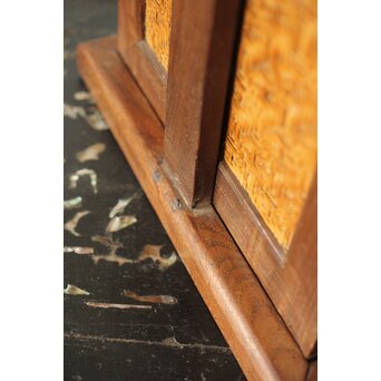 桑と竹編網代の提籃　X357 