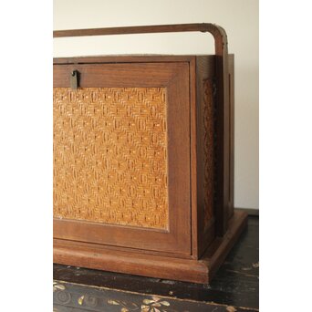 桑と竹編網代の提籃　X357 