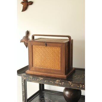 桑と竹編網代の提籃　X357 