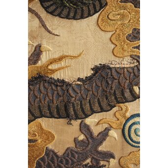 明治刺繍 昇龍降龍 二曲屏風　U292 