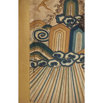 明治刺繍 昇龍降龍 二曲屏風　U292 