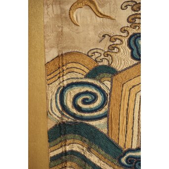 明治刺繍 昇龍降龍 二曲屏風　U292 
