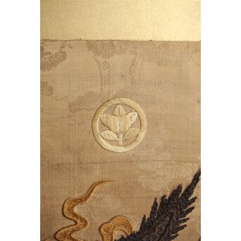 明治刺繍 昇龍降龍 二曲屏風　U292 