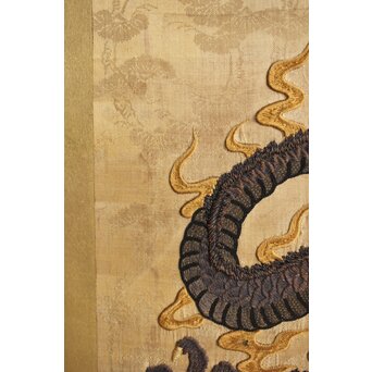明治刺繍 昇龍降龍 二曲屏風　U292 