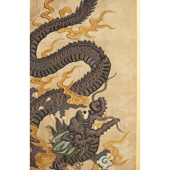 明治刺繍 昇龍降龍 二曲屏風　U292 