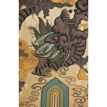 明治刺繍 昇龍降龍 二曲屏風　U292 