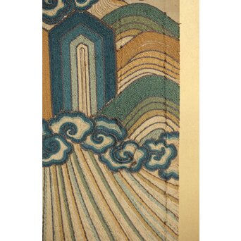 明治刺繍 昇龍降龍 二曲屏風　U292 