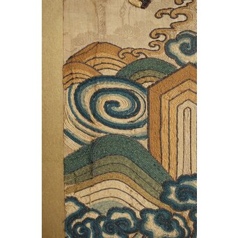 明治刺繍 昇龍降龍 二曲屏風　U292 