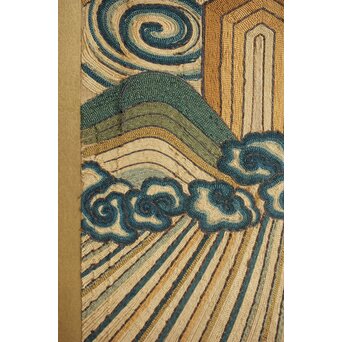 明治刺繍 昇龍降龍 二曲屏風　U292 