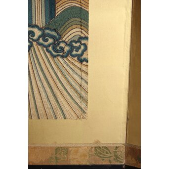 明治刺繍 昇龍降龍 二曲屏風　U292 