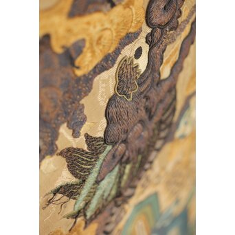明治刺繍 昇龍降龍 二曲屏風　U292 