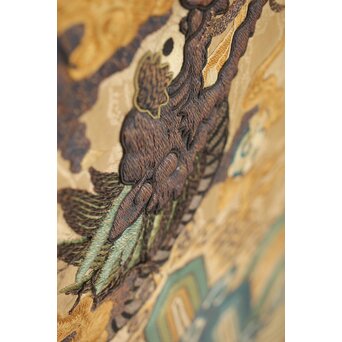 明治刺繍 昇龍降龍 二曲屏風　U292 