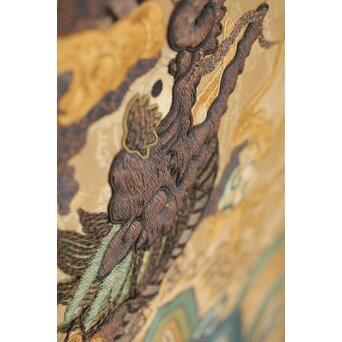 明治刺繍 昇龍降龍 二曲屏風　U292 