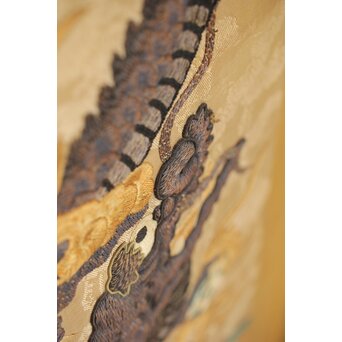 明治刺繍 昇龍降龍 二曲屏風　U292 