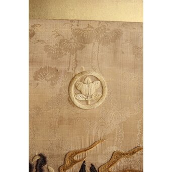 明治刺繍 昇龍降龍 二曲屏風　U292 
