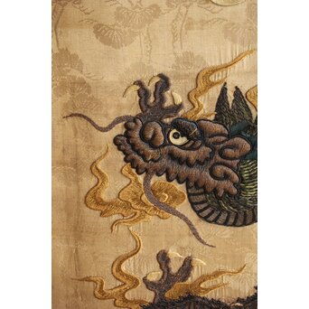 明治刺繍 昇龍降龍 二曲屏風　U292 