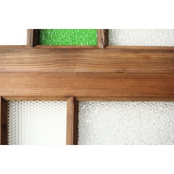 多種ガラス 細分割 緑色ガラス欄間 2枚1組　R0201Y 