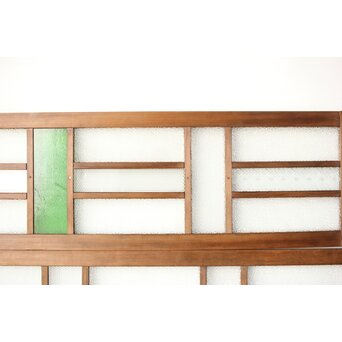 多種ガラス 細分割 緑色ガラス欄間 2枚1組　R0201Y 