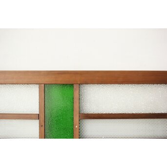 多種ガラス 細分割 緑色ガラス欄間 2枚1組　R0201Y 