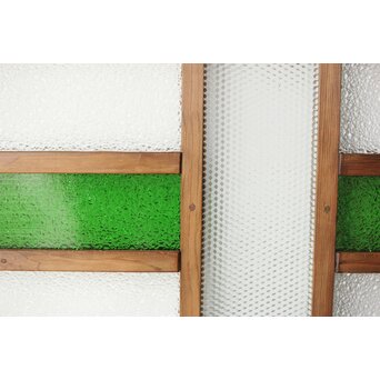 多種ガラス 細分割 緑色ガラス欄間 2枚1組　R0201Y 