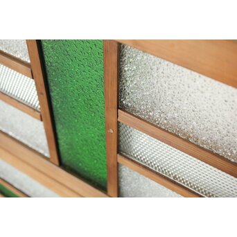 多種ガラス 細分割 緑色ガラス欄間 2枚1組　R0201Y 