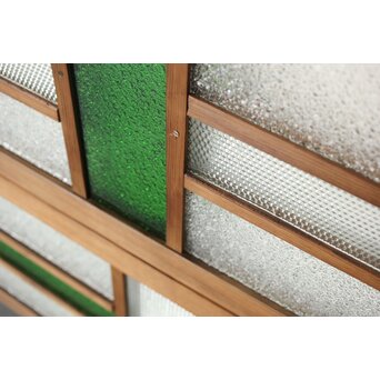 多種ガラス 細分割 緑色ガラス欄間 2枚1組　R0201Y 