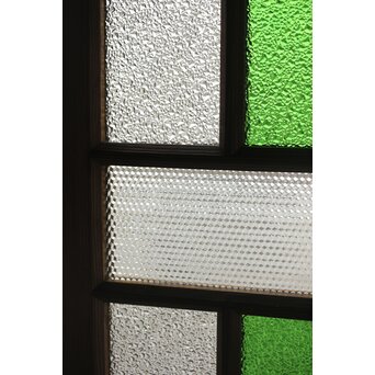 多種ガラス 細分割 緑色ガラス欄間 2枚1組　R0201Y 