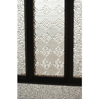 多種ガラス 細分割 緑色ガラス欄間 2枚1組　R0201Y 