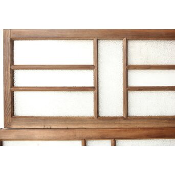 多種ガラス 細分割 緑色ガラス欄間 2枚1組　R0201Y 