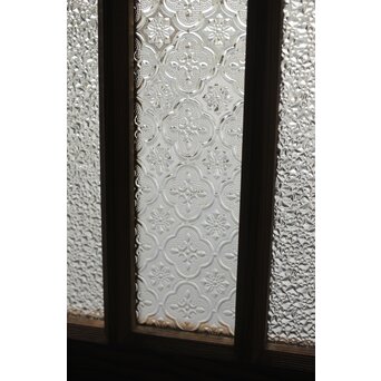 多種ガラス 細分割 緑色ガラス欄間 2枚1組　R0201Y 