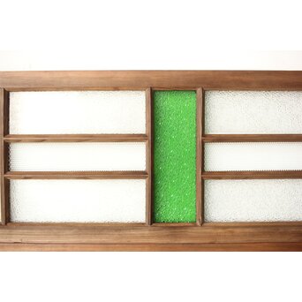 多種ガラス 細分割 緑色ガラス欄間 2枚1組　R0201Y 