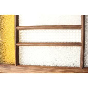 多種ガラス 細分割 黄色ガラス欄間 2枚1組　R0202Y 