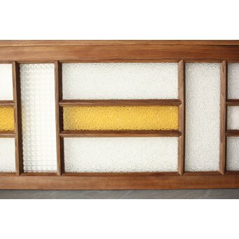 多種ガラス 細分割 黄色ガラス欄間 2枚1組　R0202Y 