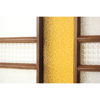 多種ガラス 細分割 黄色ガラス欄間 2枚1組　R0202Y 