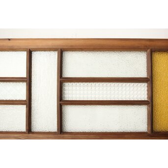 多種ガラス 細分割 黄色ガラス欄間 2枚1組　R0202Y 