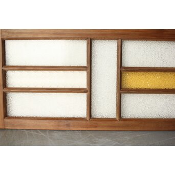 多種ガラス 細分割 黄色ガラス欄間 2枚1組　R0202Y 