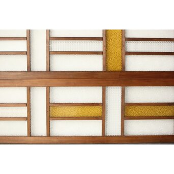 多種ガラス 細分割 黄色ガラス欄間 2枚1組　R0202Y 