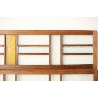 多種ガラス 細分割 黄色ガラス欄間 2枚1組　R0202Y 